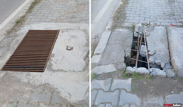 Sinop’ta kırık rögar kapağı onarıldı
