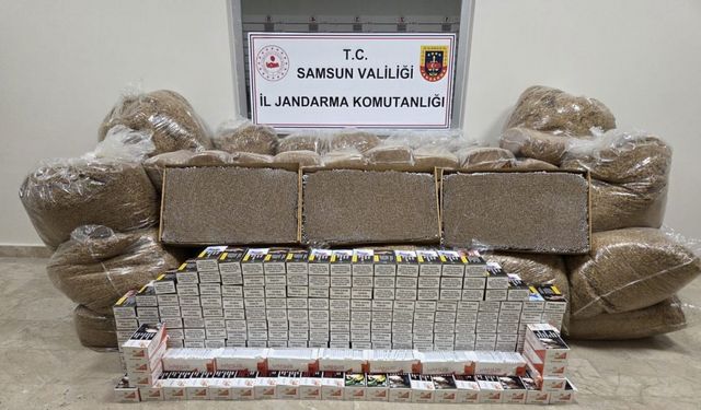 Samsun’da 1 ton kaçak tütün ve  makaron ele geçirildi