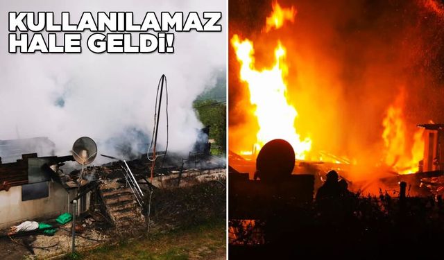 Sinop’ta ahşap ev tamamen yandı