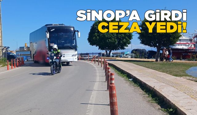 Şehir merkezine giren tur otobüsüne ceza uygulandı