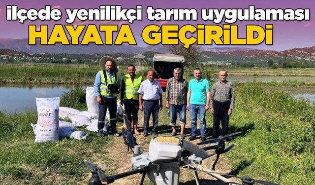 Drone ile çeltik ekimi başladı