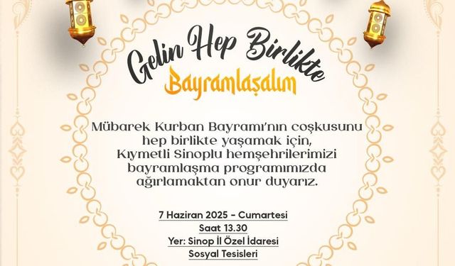 Sinop Valiliğinden bayramlaşma programına davet