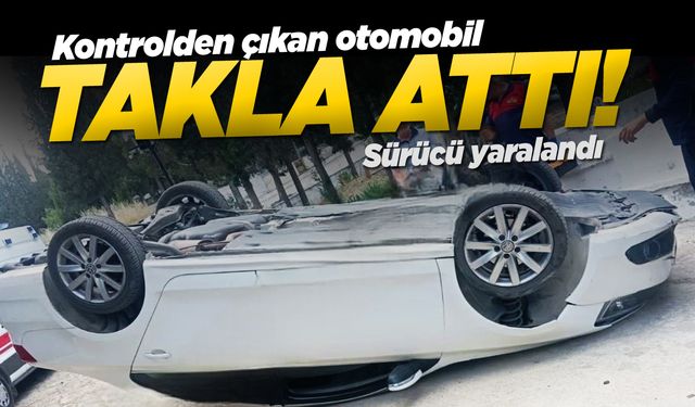 Beton korkuluğa çarparak takla attı