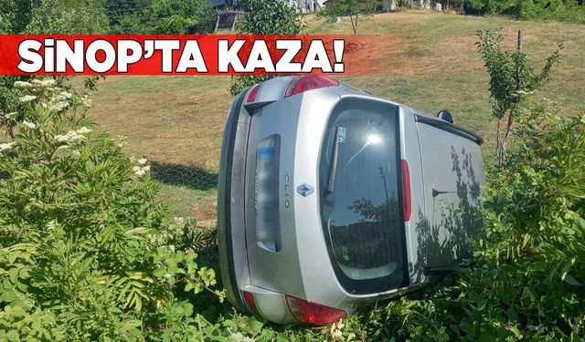 Devrilen otomobildeki 3 kişi yaralandı