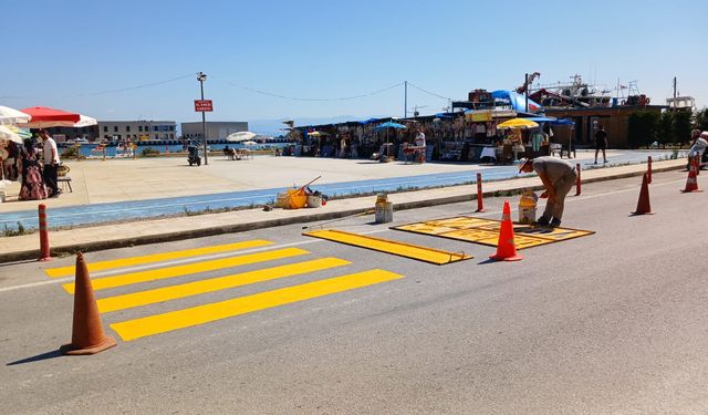 Sinop Tarihi Cezaevi altında yaya güvenliği için düzenleme yapıldı