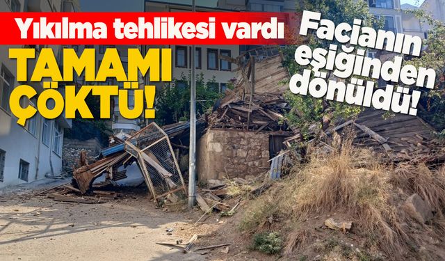 Sinop’ta tarihi bina kendiliğinden yıkıldı