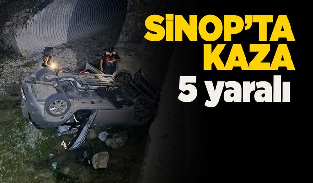 Sinop’ta otomobil dereye devrildi: 5 yaralı