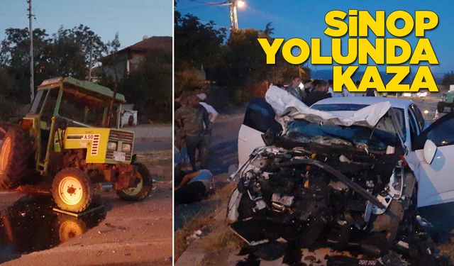 Otomobil ile traktör çarpıştı: 3 yaralı