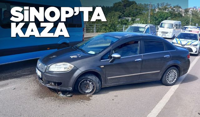 Sinop’taki kazada otomobilde büyük çaplı hasar oluştu