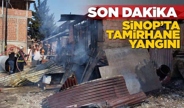 Sinop’ta tamirhane ve çevresindeki tarlada yangın çıktı