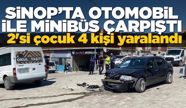Otomobil ile minibüs çarpıştı: 4 kişi yaralandı