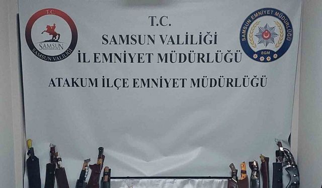 Ruhsatsız silah ve çok sayıda bıçak ele geçirildi