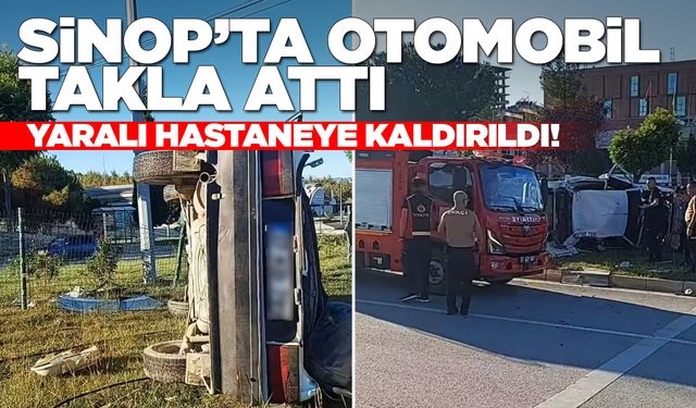 Takla atan otomobildeki 1 kişi yaralandı
