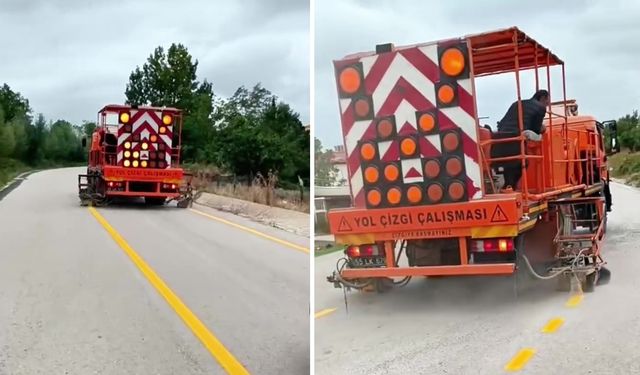 Köy yollarındaki çizgiler yenileniyor