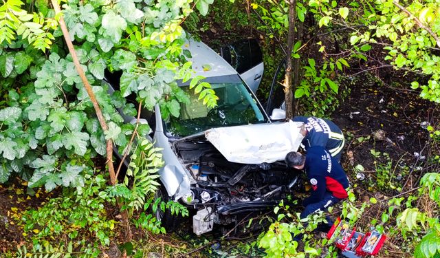 Bahçeye devrilen otomobildeki 4 kişi yaralandı