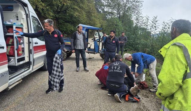 Devrilen tarım aracındaki 2 kişi yaralandı