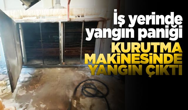 İş yerindeki kurutma makinesi alev aldı