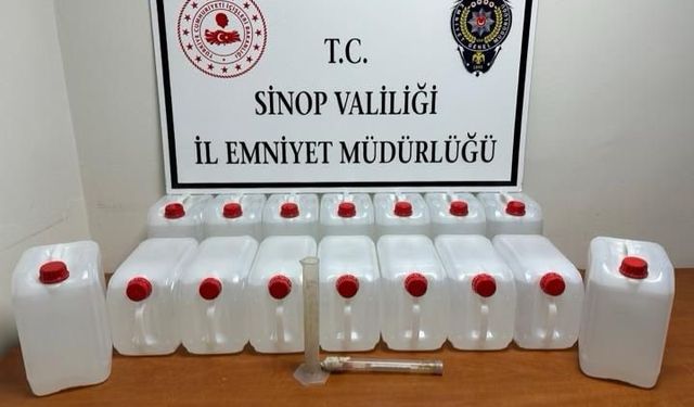 Sinop’ta 2025 yılında 2400 litre sahte etil alkol ele geçirildi