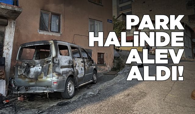 Samsun'da park halindeki minibüs alev aldı