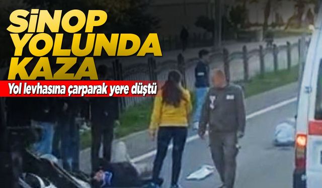 Sinop yolunda devrilen motosikletin sürücüsü yaralandı