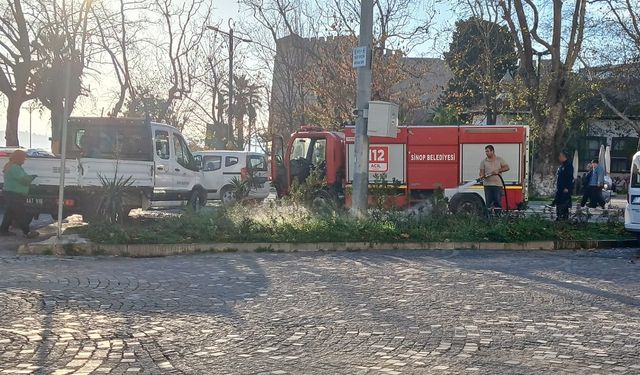 Sinop’ta yeşil alanlarda sulama çalışması