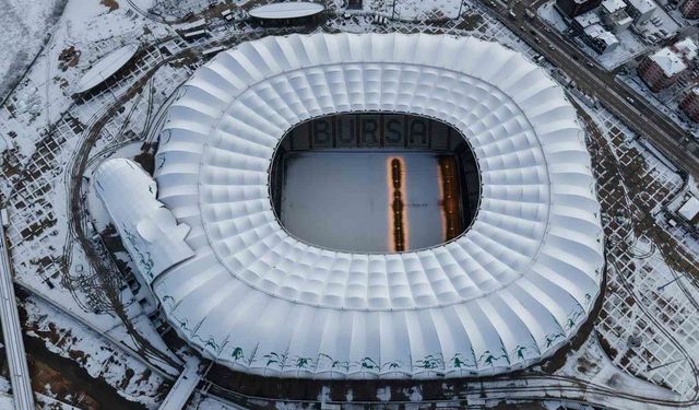 Karla kaplı Timsah Arena Stadyumu havadan görüntülendi