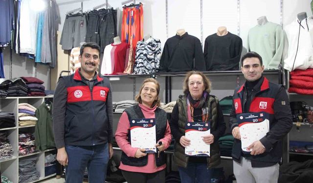 Acil Çağrı Merkezi ekipleri esnafa bilgilendirmede bulundu