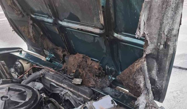 Alanya'da bir otomobil seyir halinde alev aldı
