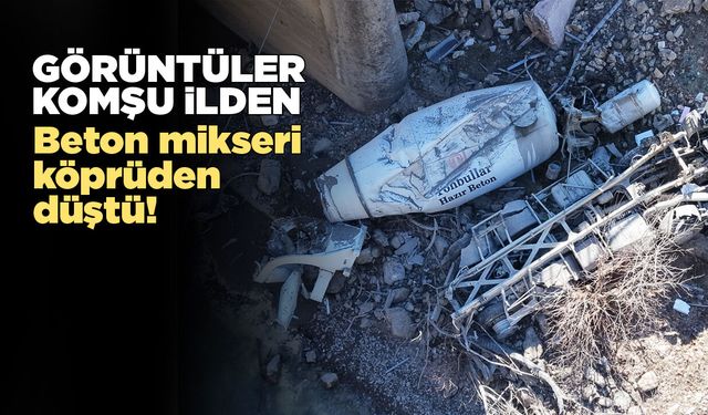 Beton mikseri köprüden düştü