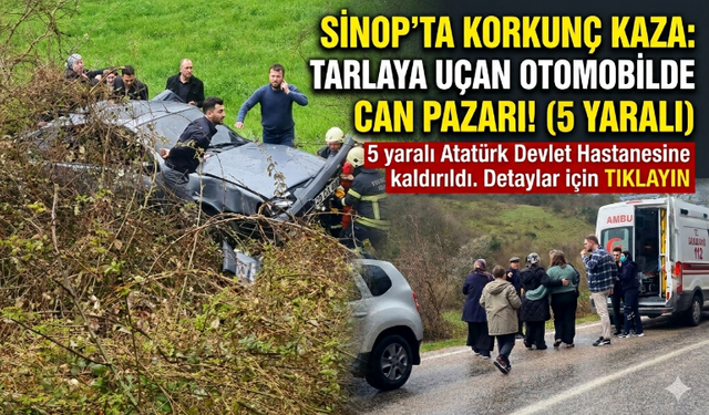 Sinop’ta Kaza: Otomobil Tarlaya Uçtu, 5 Yaralı