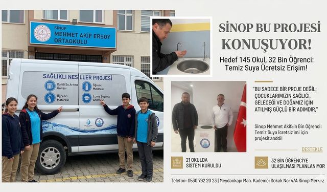 Sinop’ta Çocuklara Temiz Su Projesi: 21 Okulda Sistem Kuruldu