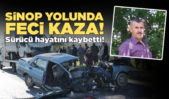Sinop yolunda kaza: Araç ikiye bölündü!