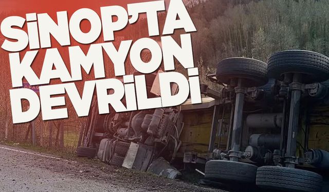 Kamyon devrildi, sürücü yaralandı