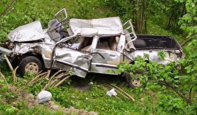 Kamyonet fındık bahçesine uçtu: 1 ölü