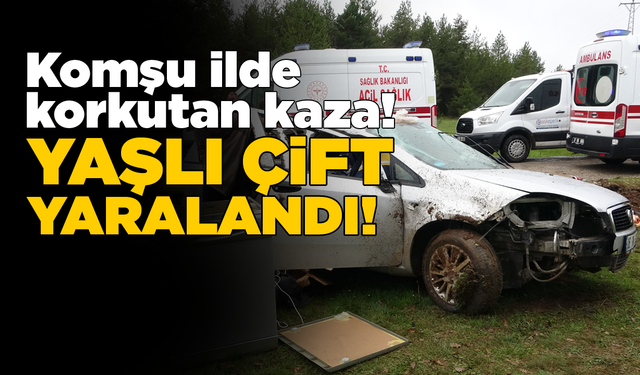 Takla atan otomobildeki yaşlı çift yaralandı