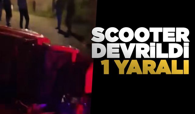 Devrilen scooterın sürücüsü yaralandı