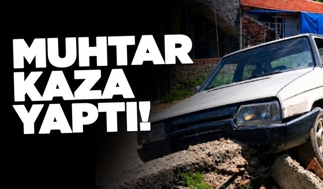 Rampa aşağı kontrolden çıkan araç betona çarptı
