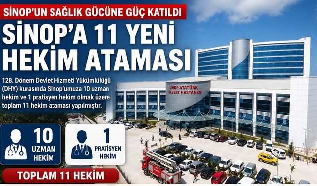 Sinop'a 11 yeni hekim ataması yapıldı