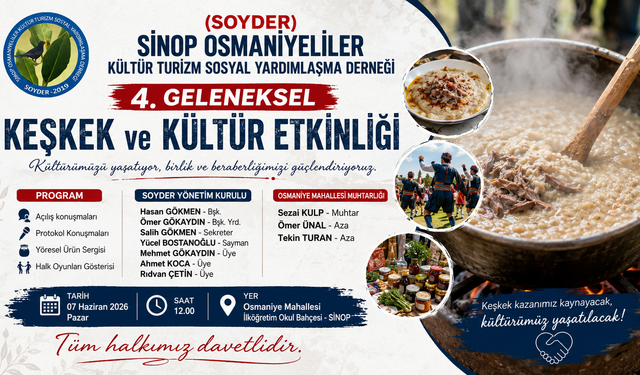 Sinop'ta geleneksel keşkek ve kültür etkinliği düzenlenecek