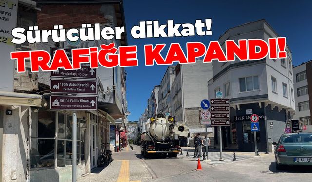 Sinop'un işlek caddesinde kanalizasyon çalışması