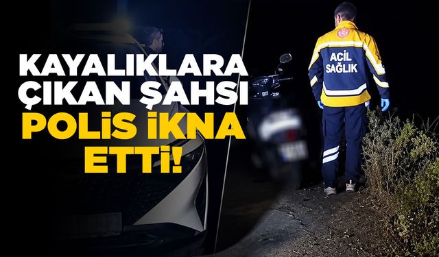 Sinop’ta kayalıklara çıkan vatandaşı polis indirdi