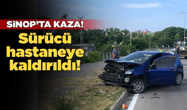 Sinop’ta bir otomobil demir bariyere çarptı!
