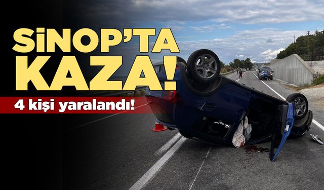 Sinop'ta iki otomobilin karıştığı kazada 4 kişi yaralandı