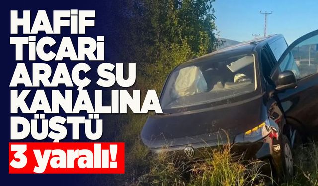 Hafif ticari araç su kanalına düştü: 3 yaralı!
