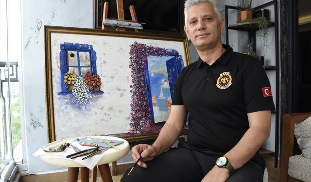 Polis memuru, mesai sonrasını resim tutkusuyla değerlendiriyor
