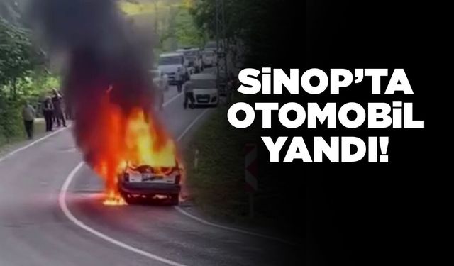 Sinop’ta seyir halindeki otomobilde yangın çıktı