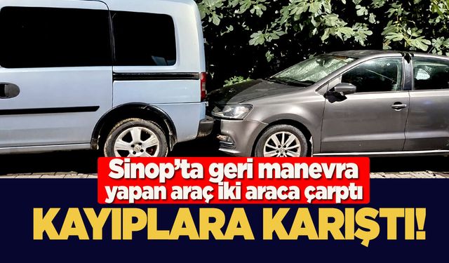 Sinop’ta geri manevra yapan araç iki araca çarptı