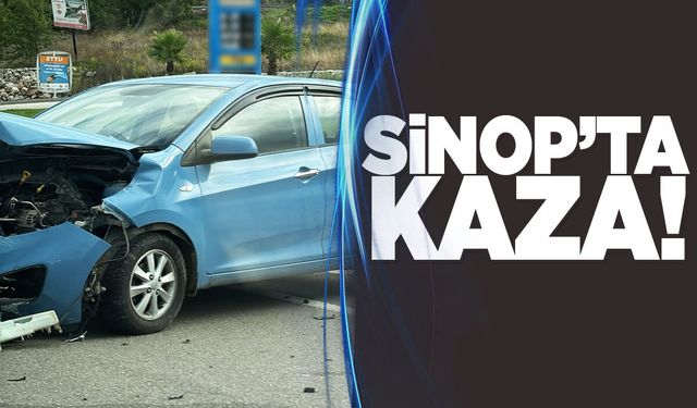 Sinop’ta kontrolden çıkan otomobil bariyere çarptı