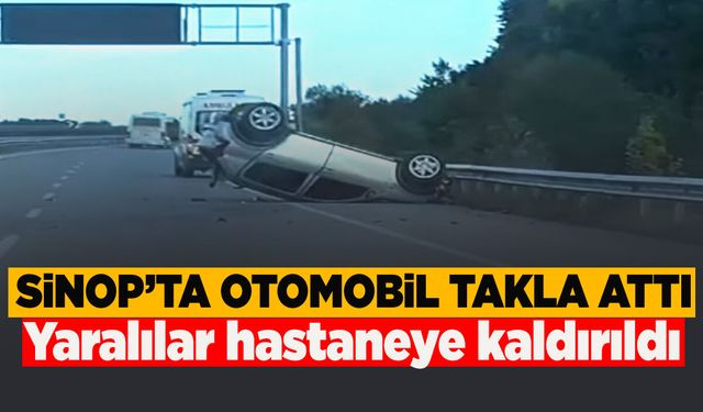 Sinop'ta bariyere çarpan otomobil takla attı!