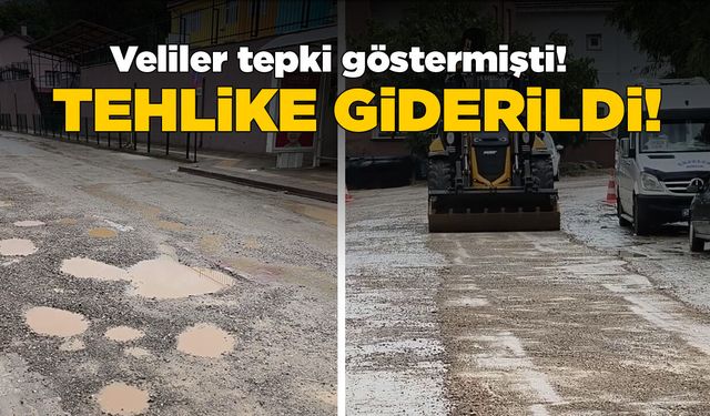 Tehlike oluşturan yol onarıldı